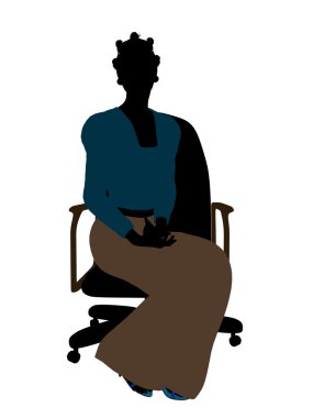 Afrikalı-Amerikalı kadın office çizim silh