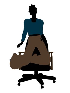 Afrikalı-Amerikalı kadın office çizim silh