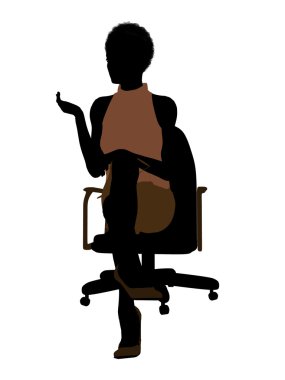 Afrikalı-Amerikalı kadın office çizim silh