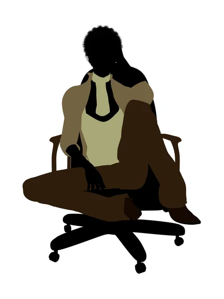 Bureau afro-américain féminin Illustration Silh — Photo
