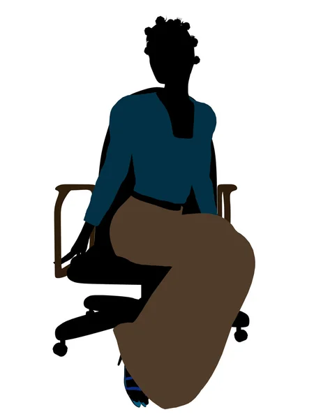 Kvinde afrikansk amerikansk kontor illustration Silh - Stock-foto