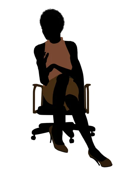 非洲裔美国女性办公室图 silh — 图库照片