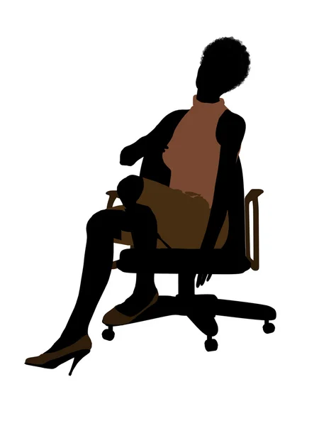 여성 아프리카계 미국인 사무실 그림 silh — 스톡 사진