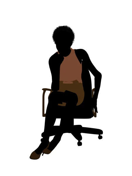 Γυναίκες αφροαμερικάνων γραφείο εικονογράφηση silh — Φωτογραφία Αρχείου
