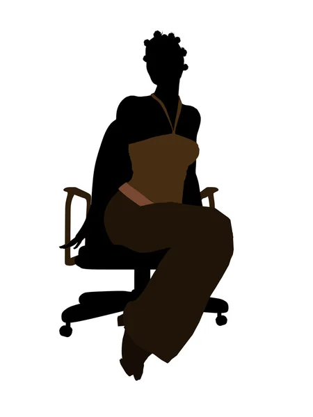 Female African American Office Illustration Silh — Stock Photo, Image