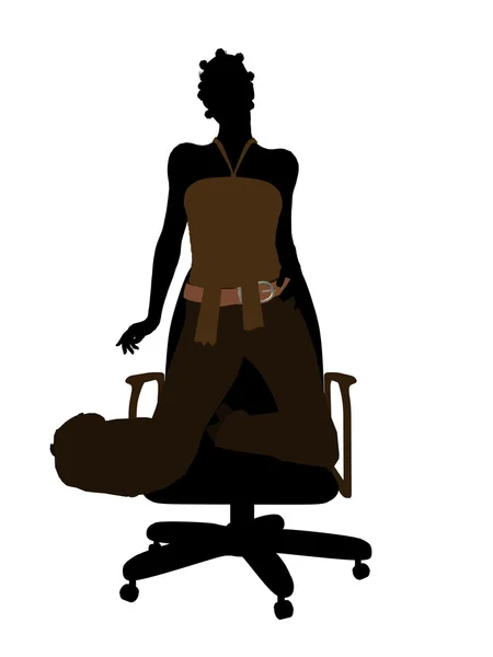 Bureau afro-américain féminin Illustration Silh — Photo