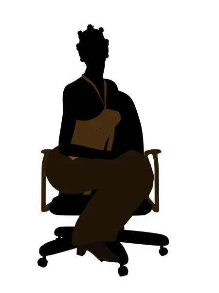 Vrouwelijke Afro-Amerikaanse kantoor afbeelding silh — Stockfoto