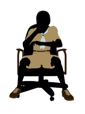 Afro-Amerikan boyscout hasta bir sandalyede oturan