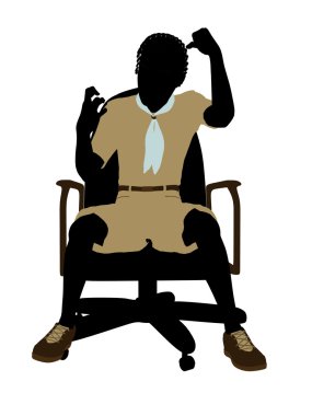 Afro-Amerikan boyscout hasta bir sandalyede oturan