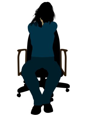 casual kadın oturmuş bir sandalye illüstrasyon sil