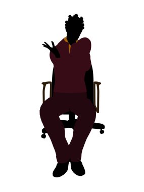 Afro-Amerikan casual kadın bir sandalyede oturuyor