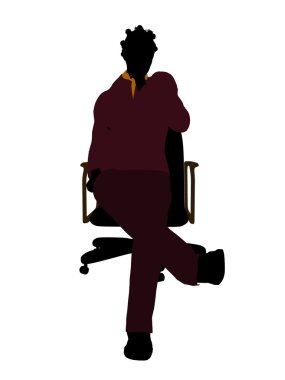 Afro-Amerikan casual kadın bir sandalyede oturuyor