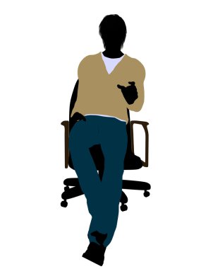 bir sandalye illustrat oturan casual giyinen erkek