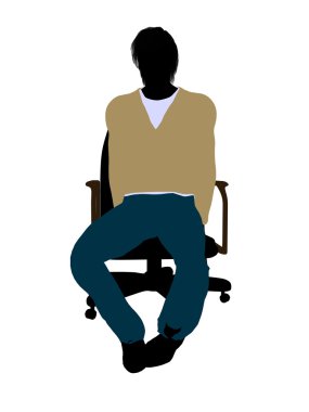 bir sandalye illustrat oturan casual giyinen erkek