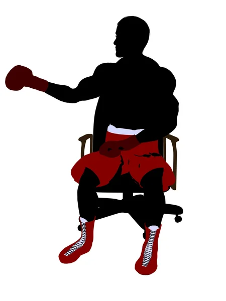 Boxeador masculino sentado en una silla Ilustración Silho —  Fotos de Stock