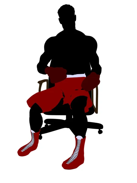 Boxeador masculino sentado en una silla Ilustración Silho — Foto de Stock
