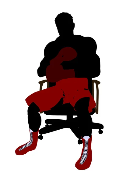 Boxer maschile seduto su una sedia illustrazione Silho — Foto Stock