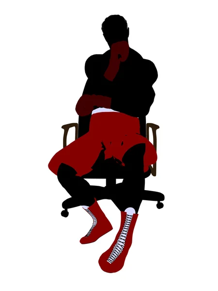 Manliga boxare sitter på en stol illustration-silho — Stockfoto