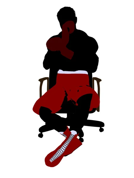 Boxer maschile seduto su una sedia illustrazione Silho — Foto Stock
