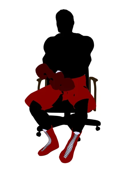 Männlicher Boxer sitzt auf einem Stuhl Illustration Silho — Stockfoto