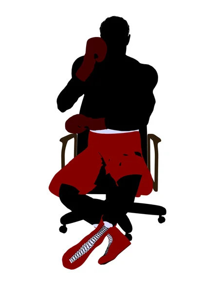 Male Boxer Sitting On A Chair Illustration Silho — Stock Photo, Image