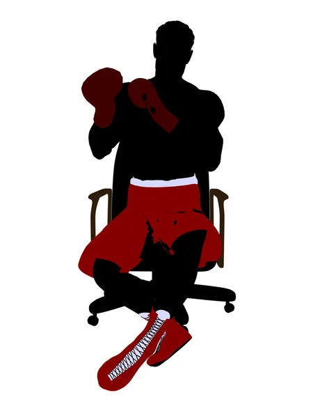 Mannelijke bokser zittend op een stoel afbeelding silho — Stockfoto