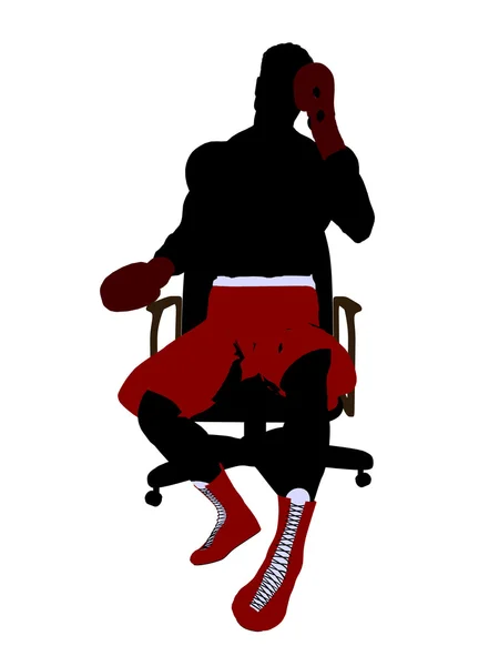 Männlicher Boxer sitzt auf einem Stuhl Illustration Silho — Stockfoto