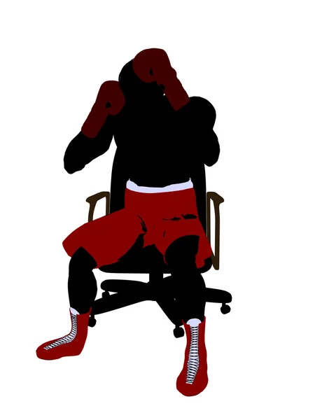Mand bokser sidder på en stol illustration Silho - Stock-foto