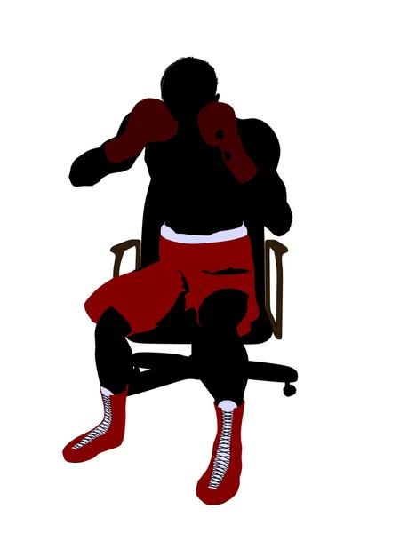 Boxer masculino sentado em uma cadeira ilustração Silho — Fotografia de Stock