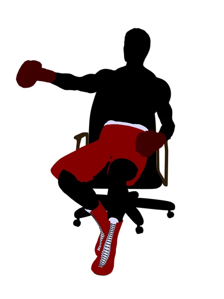 Ül egy széken illusztráció silho férfi boxer — Stock Fotó
