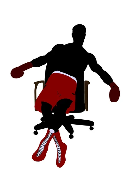 Bokser mężczyzna siedzi na krześle ilustracja silho — Zdjęcie stockowe
