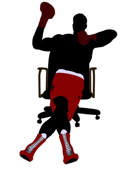 Bokser mężczyzna siedzi na krześle ilustracja silho — Zdjęcie stockowe