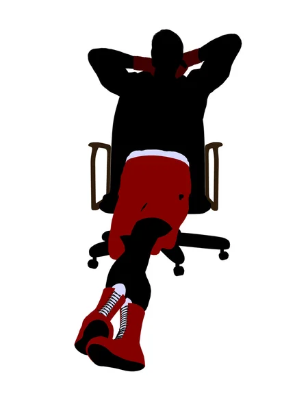 坐在椅子上的插图 silho 上的男性拳击手 — 图库照片