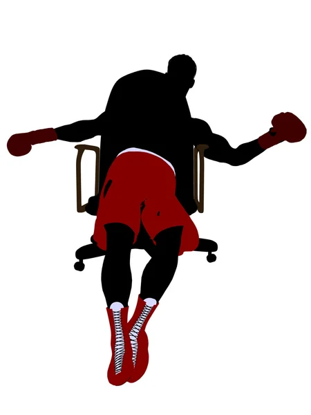 Pejsek boxer, sedí na židli ilustrace silho — Stock fotografie