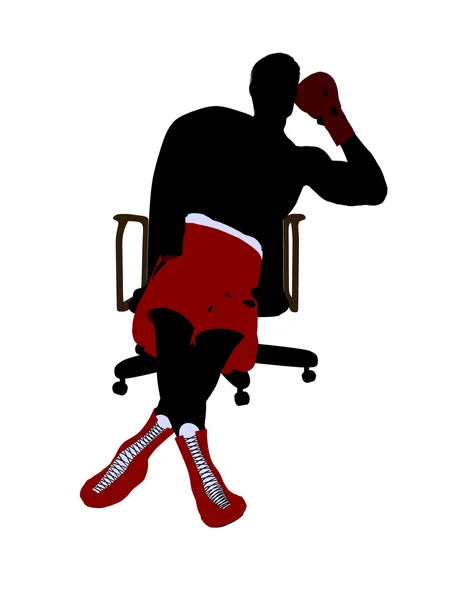 Ül egy széken illusztráció silho férfi boxer — Stock Fotó
