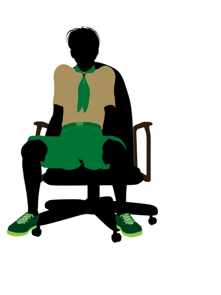 Boyscout seduta in una sedia illustrazione silhoue — Foto Stock