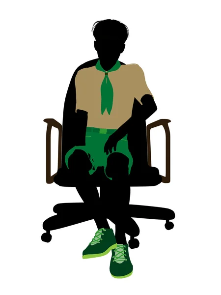 Boyscout sentado em uma cadeira ilustração silhueta — Fotografia de Stock