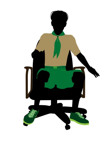 Boyscout sidder på en stol illustration silhue - Stock-foto