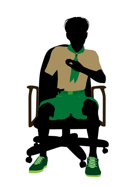 Boyscout Sitting On A Chair Illustration Silhoue — Stock Photo, Image