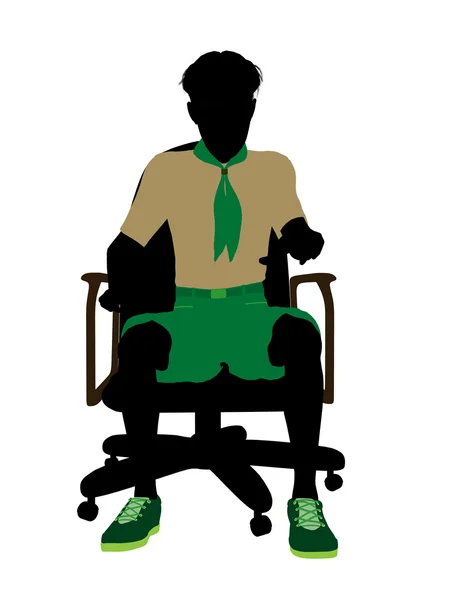 Boyscout siedzi na silhoue ilustracja krzesło — Zdjęcie stockowe