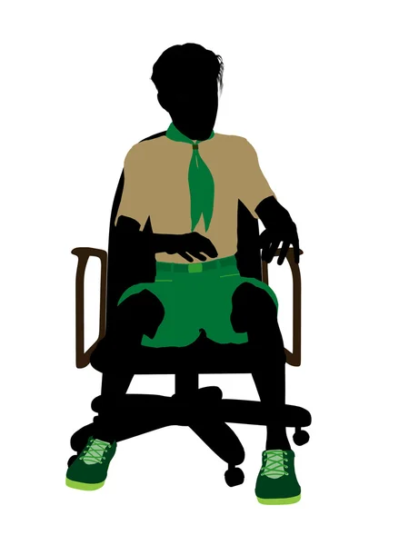 Chlapec seděl na židli ilustrace silhoue — Stock fotografie