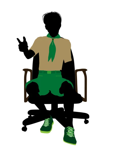 BOYSCOUT zittend op een stoel afbeelding silhoue — Stockfoto