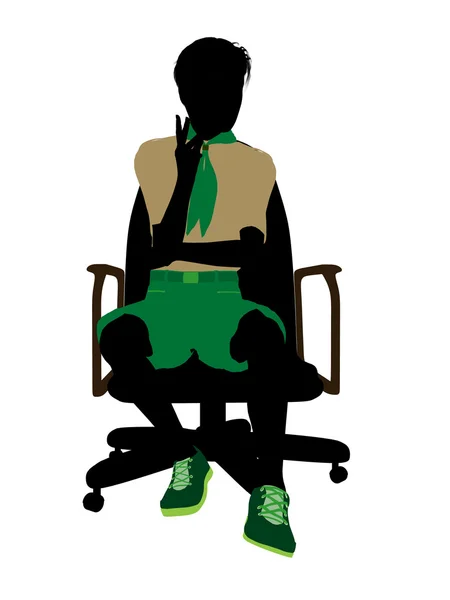 Boyscout sentado en una silla Ilustración Silhoue —  Fotos de Stock