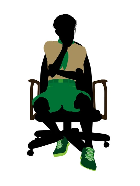 Boyscout sitter på en stol illustration-silhoue — Stockfoto
