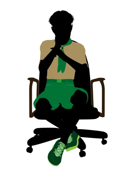 坐在椅子上的插图 silhoue 上的童军 — 图库照片