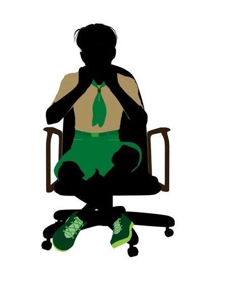 Boyscout sentado en una silla Ilustración Silhoue — Foto de Stock