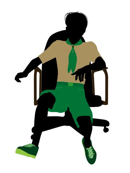 Boyscout sentado en una silla Ilustración Silhoue — Foto de Stock