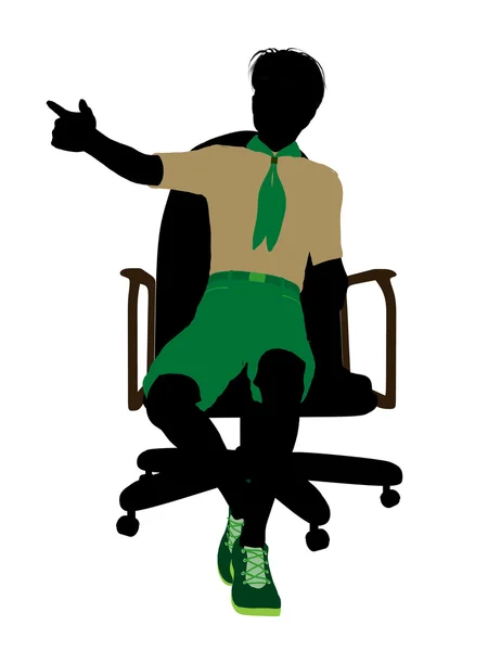 Pfadfinder sitzt auf einem Stuhl Illustration Silhouette — Stockfoto