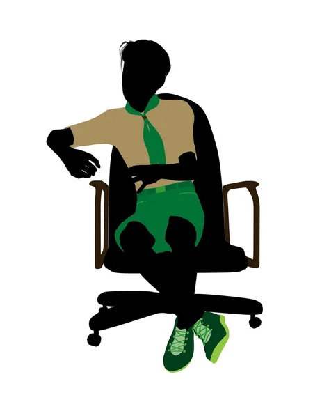 Pfadfinder sitzt auf einem Stuhl Illustration Silhouette — Stockfoto