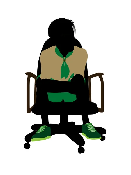 Boyscout seduta su una sedia illustrazione silhoue — Foto Stock